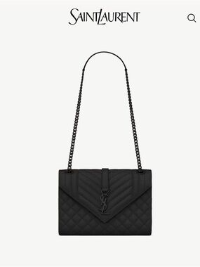 SAINT LAURENT ENVELOPE BAG MEDIUM IN QUILTED GRAIN DE POUDRE EMBOSSED LEATHER